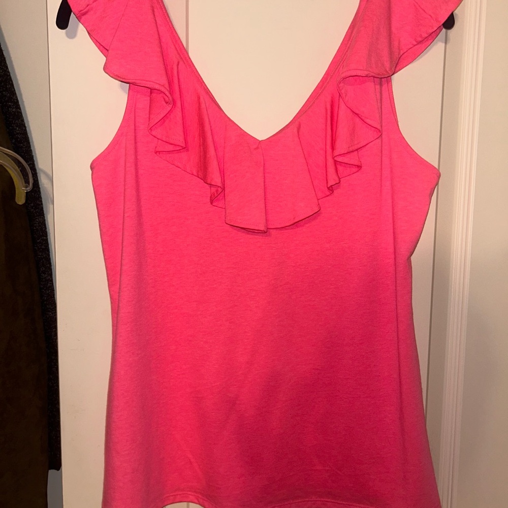 Lilly Pulitzer Vibrant Pink Ruffle Tank Top
